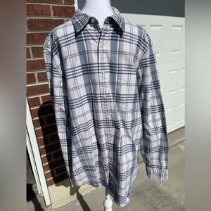Men’s American Eagle Blue White Plaid Casual Button Down Short Size XL Tall